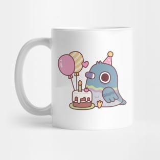 Cute Pigeon With Balloons And Birthday Cake Mug